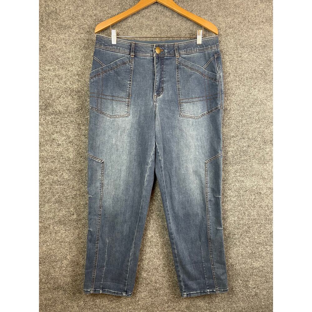 Democracy AB Solution Jeans Women's Sz 14 Blue High Rise‎ Tampered Straight Leg - Picture 2 of 15